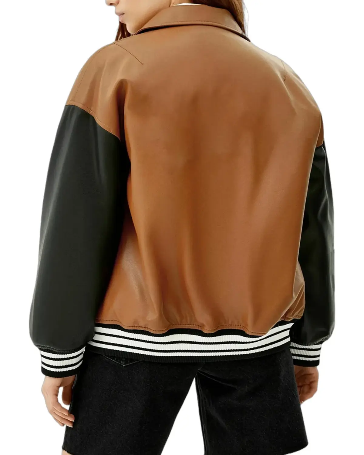 Womens Chocolate Brown Varsity Leather Jacket | Elite Jacket