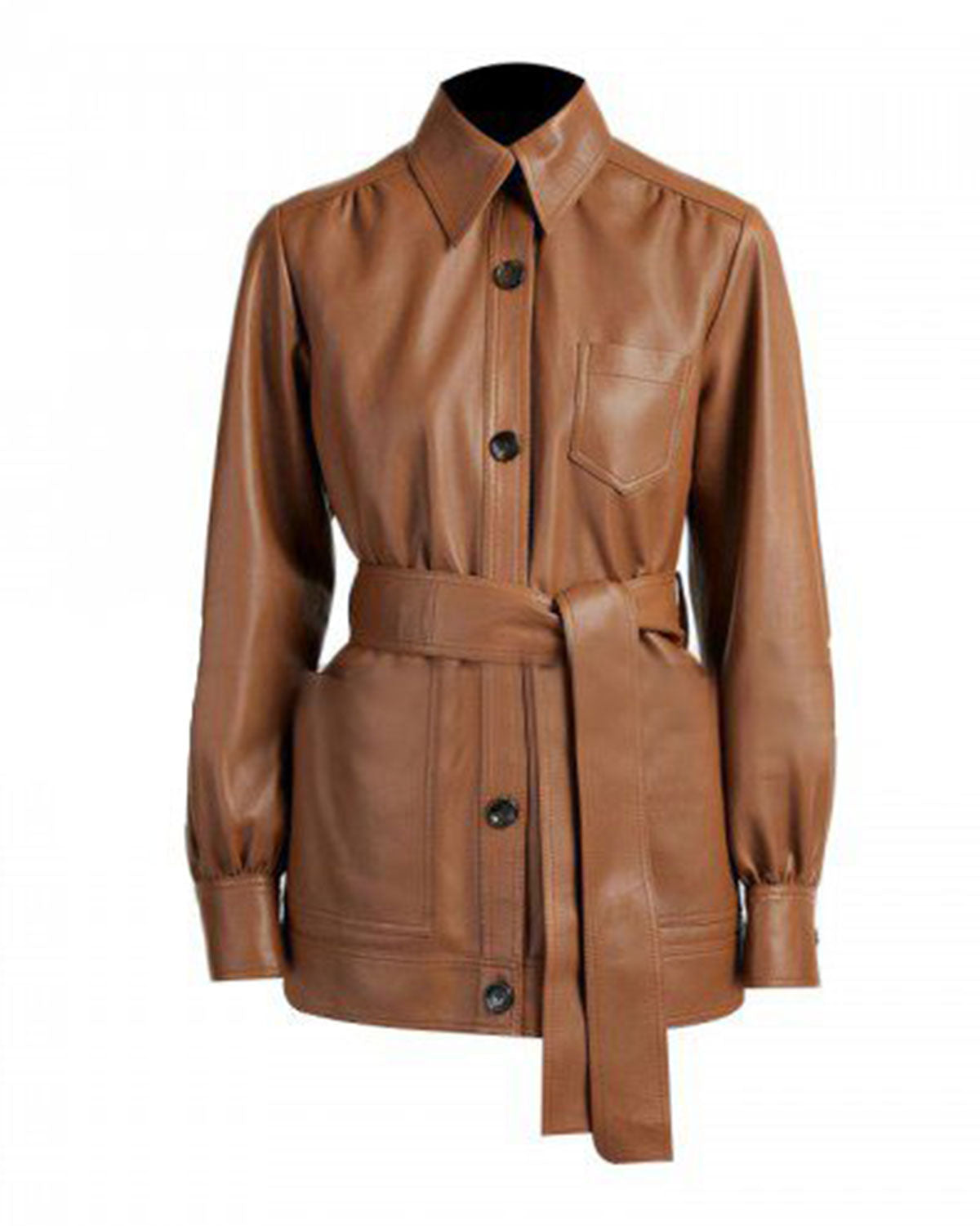 Elite Womens Brown Short Belted Trench Coat