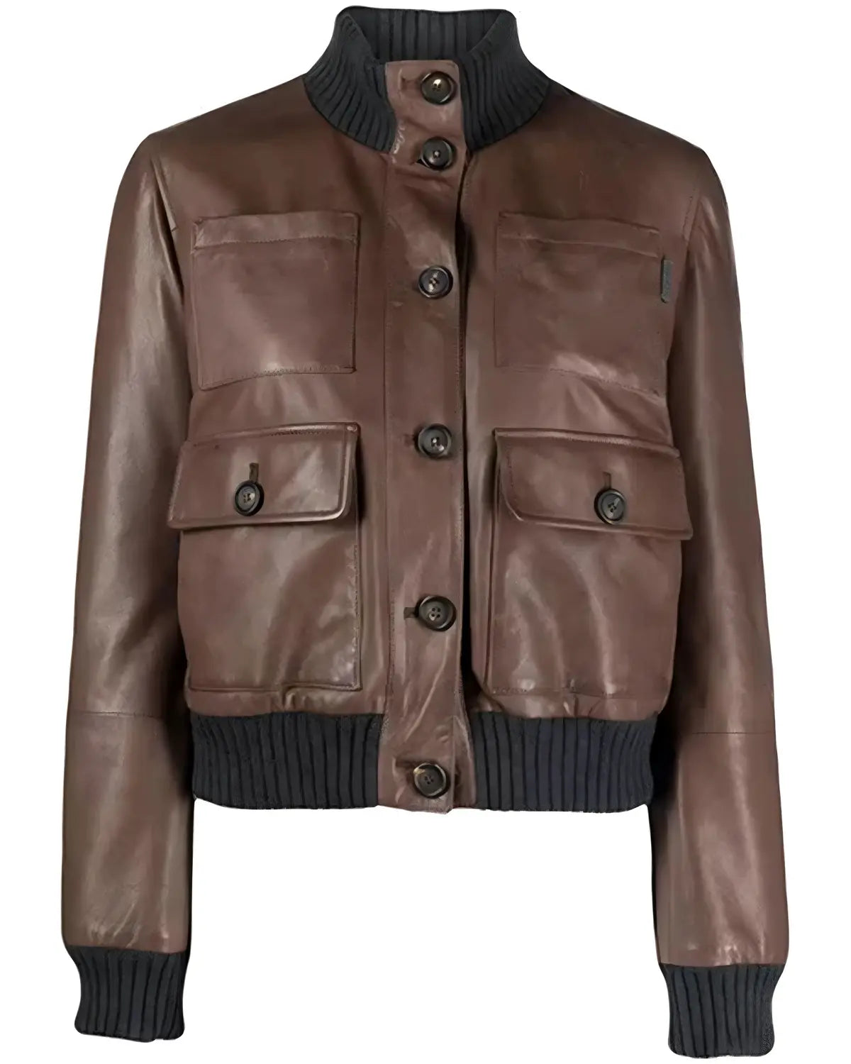 Womens Brown Leather Bomber Jacket | Elite Jacket