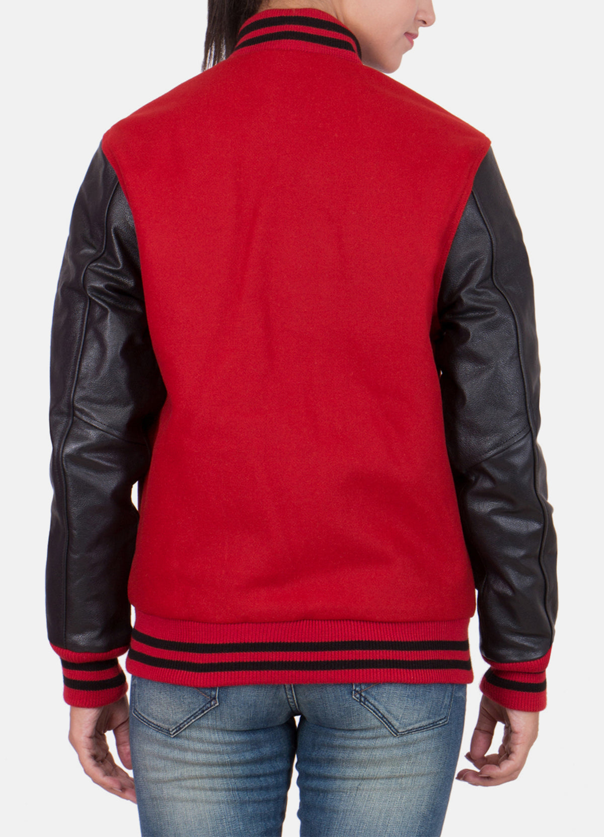 Womens Exclusive Red and Black Varsity Jacket