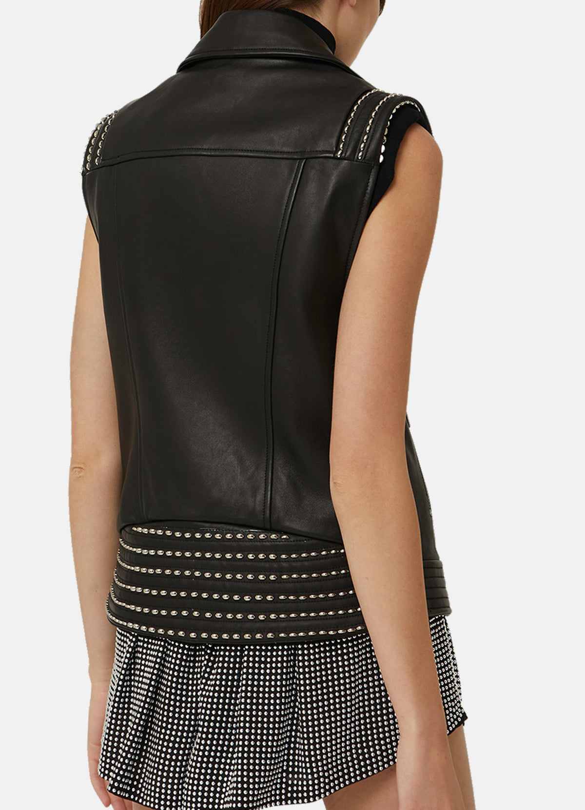 Womens Classic Black Biker Leather Vest | Elite Jacket