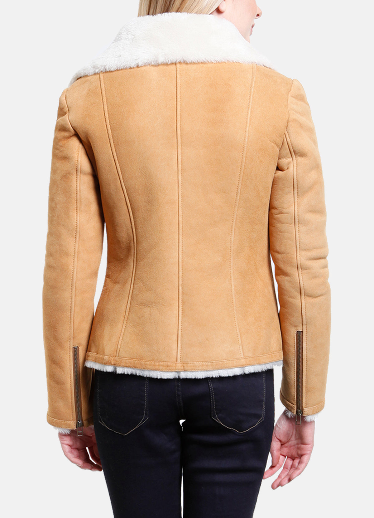 Womens Classic Tan Shearling Leather Jacket | Elite Jacket