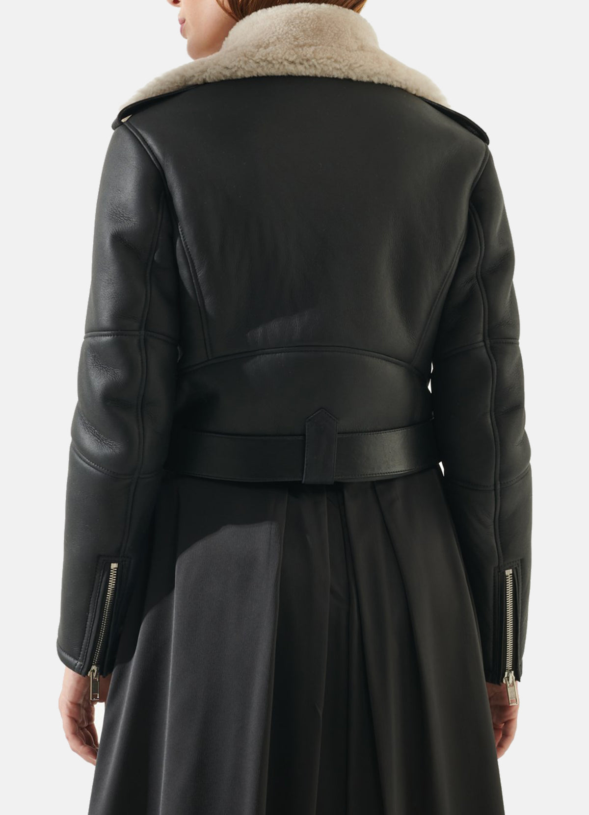Womens Black Short Length Shearling Leather Jacket | Elite Jacket