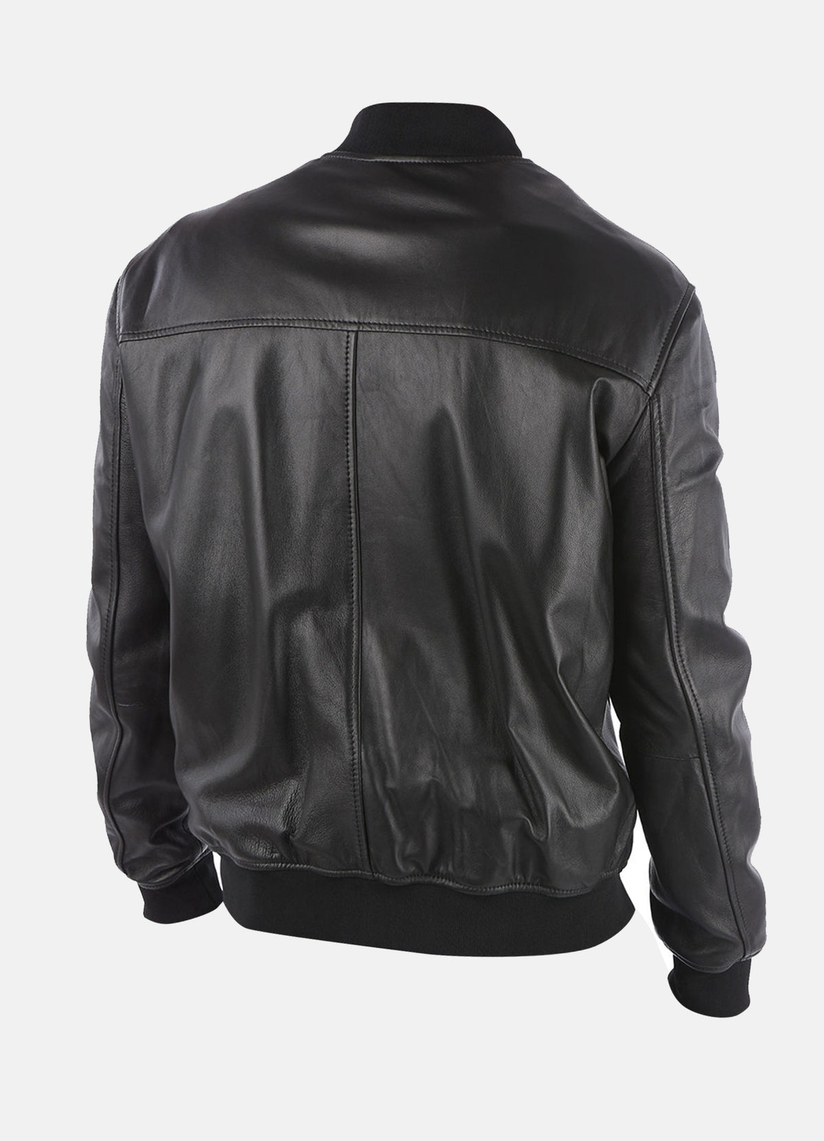 Mens Midnight Black Bomber Leather Jacket