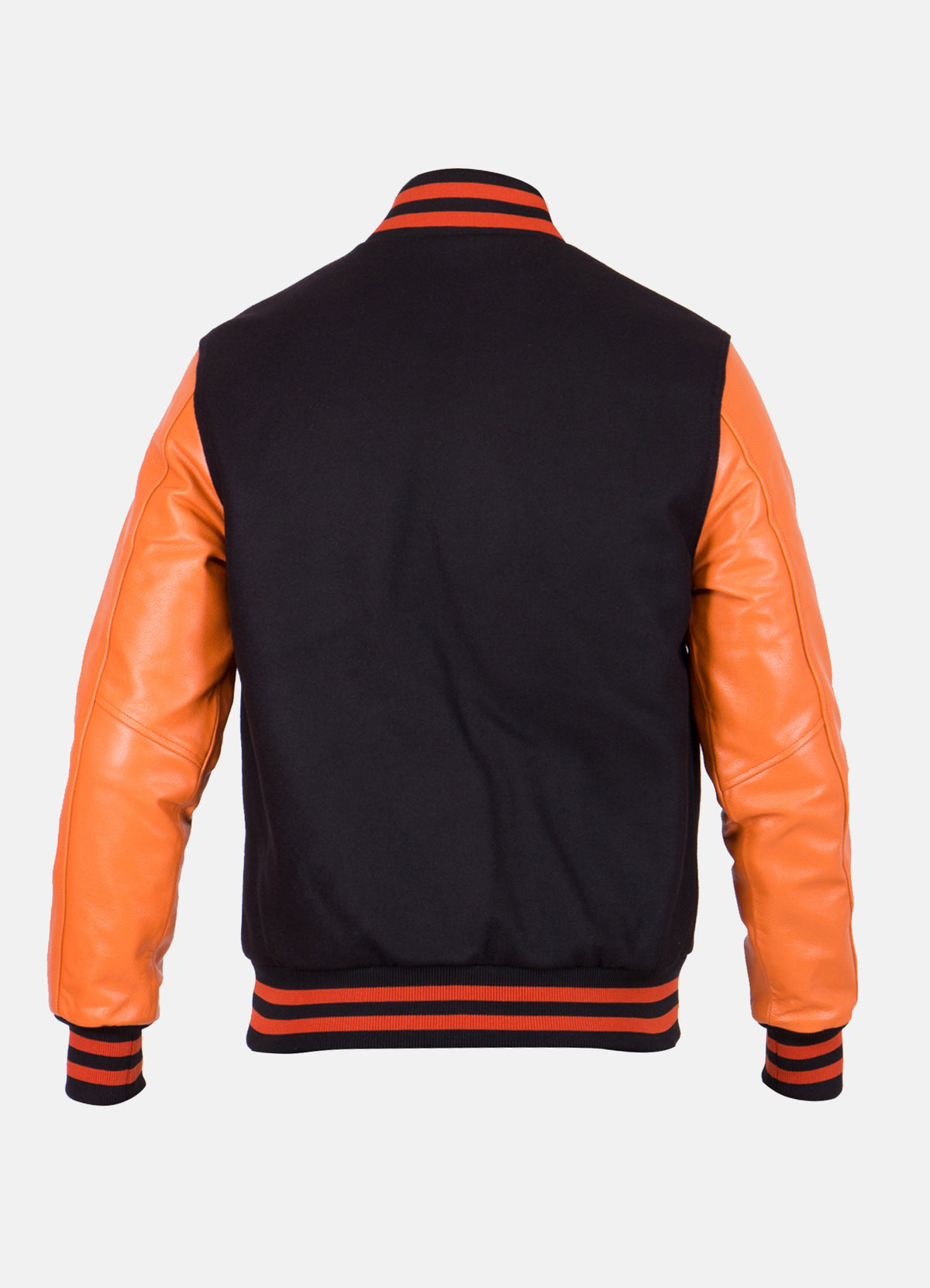 Mens Black and Orange Varsity Jacket | Elite Jacket