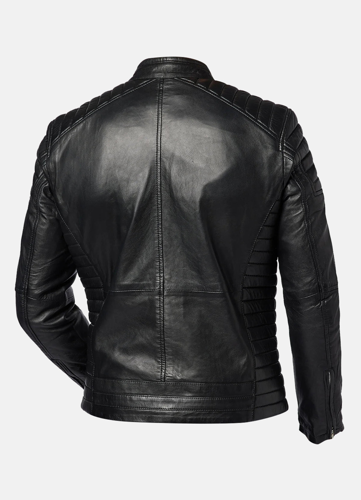 Mens Padded Black Lambskin Leather Jacket