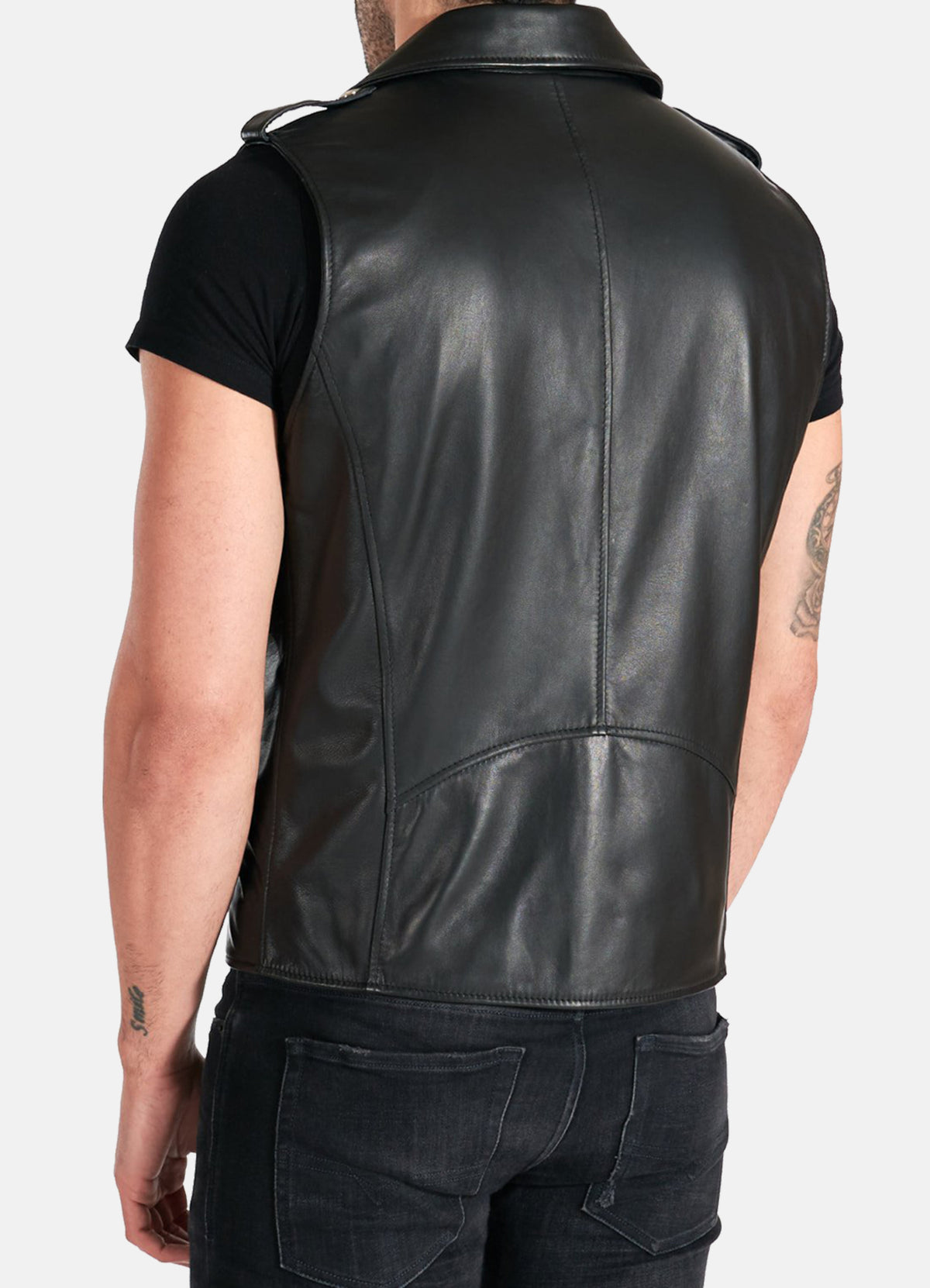 Mens Black Perfecto Biker Leather Vest