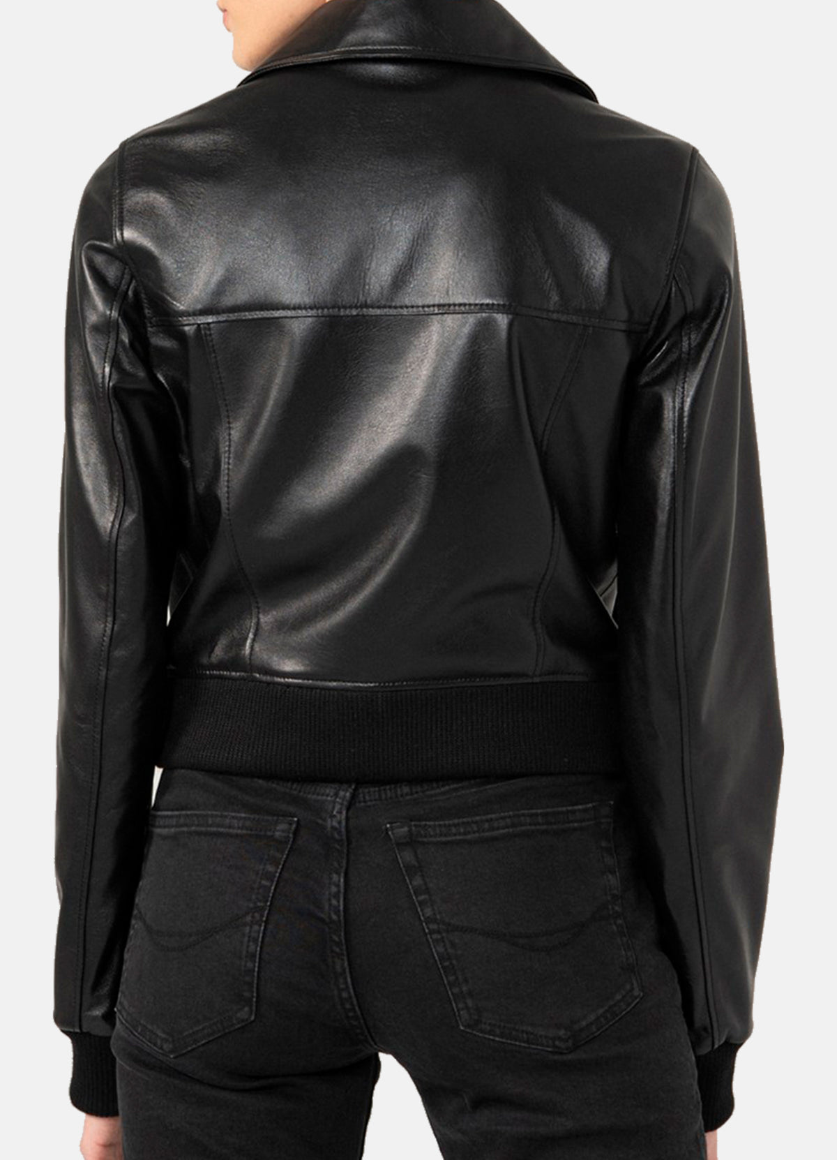 Womens Shiny Black Biker Leather Jacket | Elite Jacket