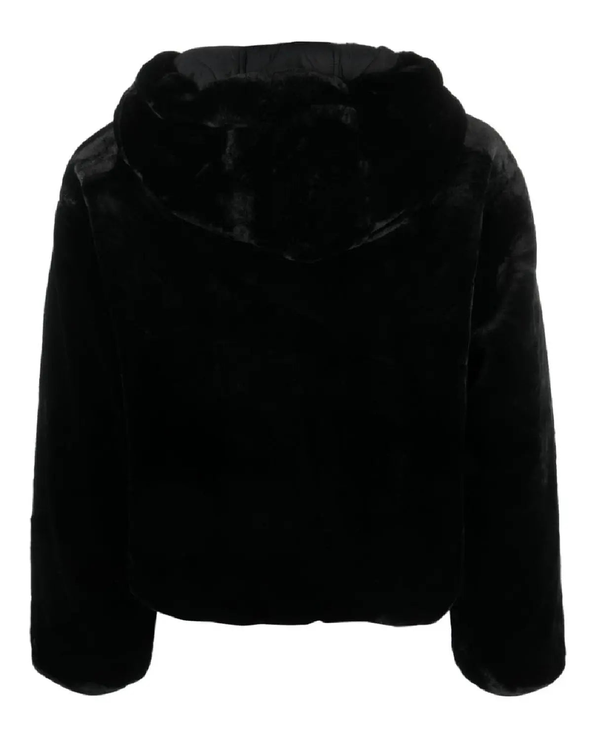 Elite Black Faux Fur Hooded Jacket Back