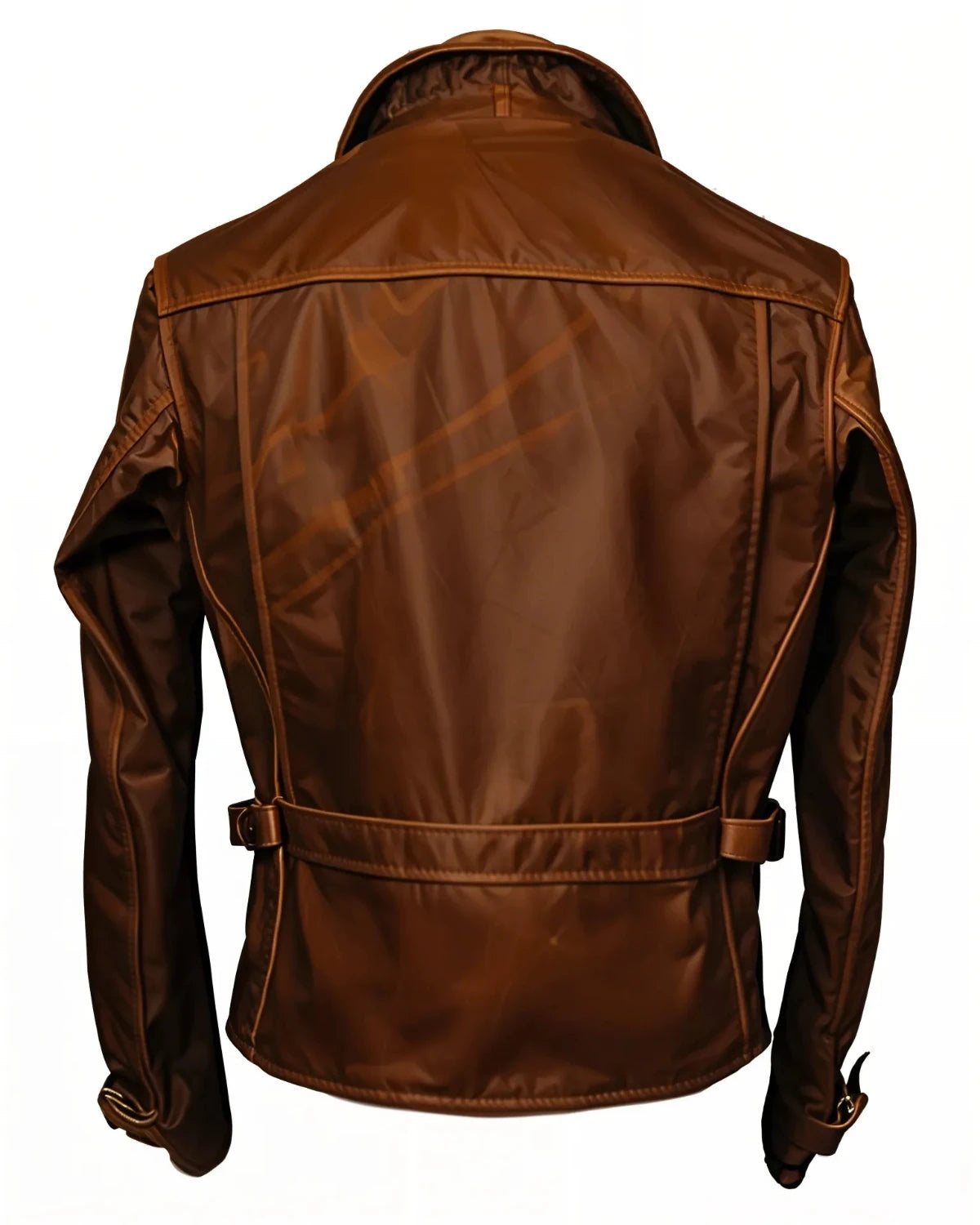 Elite Brendo Men’s Biker Motorcycle Vintage Distressed Brown Leather Jacket Back