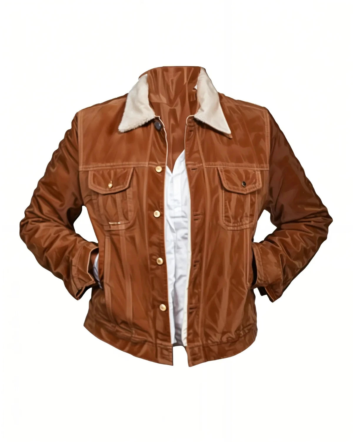 Elite Fakes Emilija Baranac Shearling Brown Suede Jacket Front