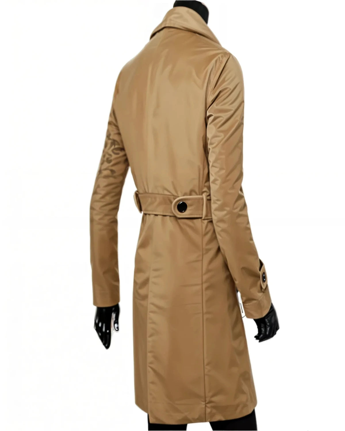 Elite Mens Double Wool Blend Trench Brown Coat Back
