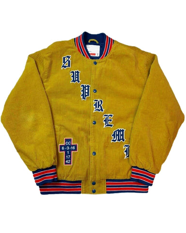 Elite Supreme Cross Old English Corduroy Bomber Jacket Front