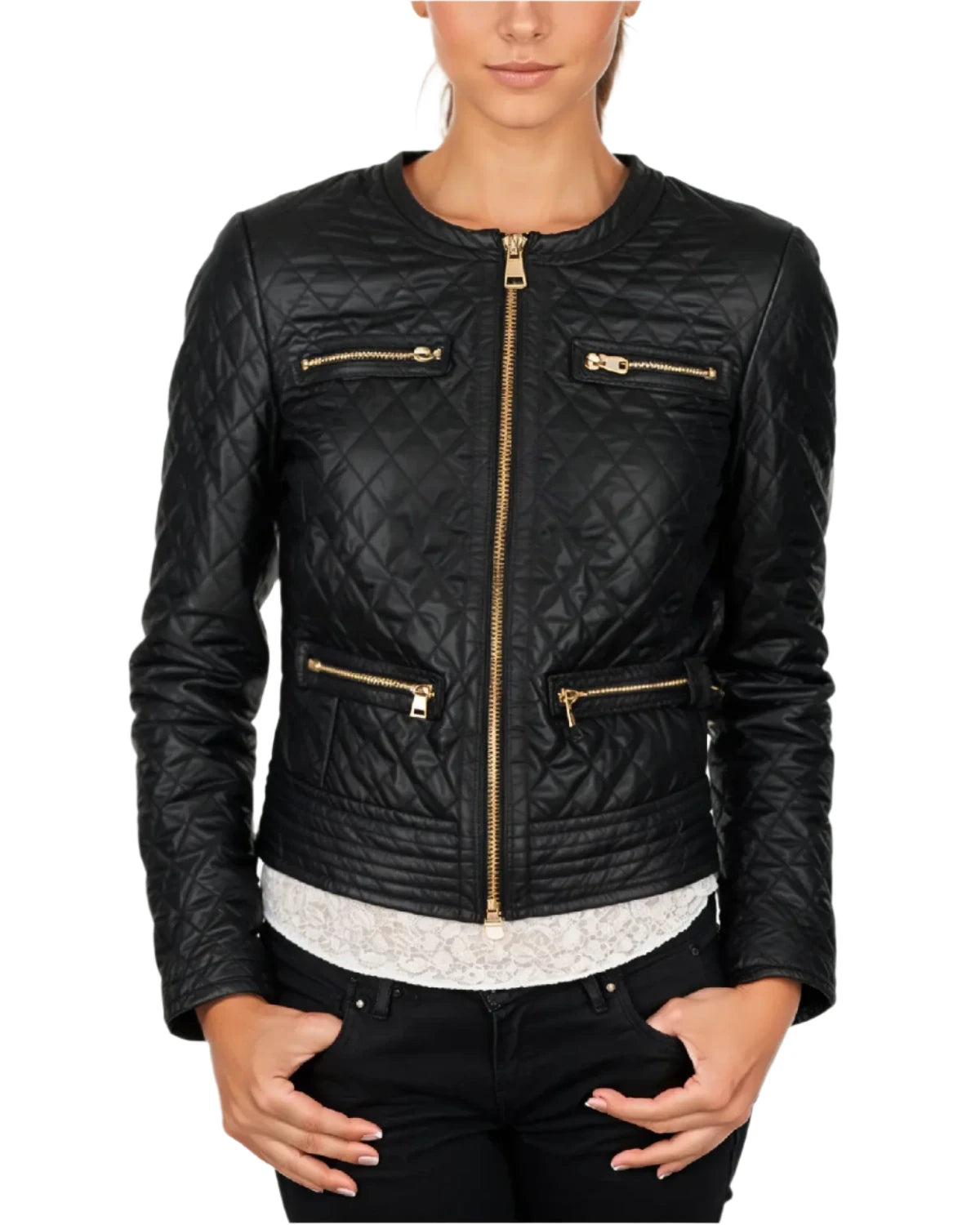 Elite_Women_Slim_Fit_Black_Quilted_Biker_Jacket_Front
