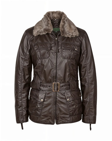 Elite Womens Brown Stylish Leather Flying Jacket Front