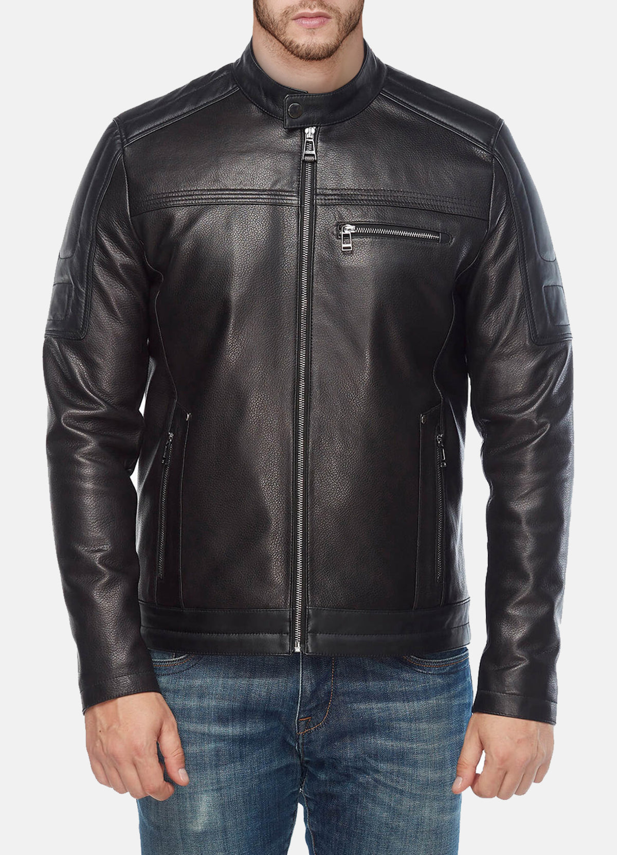 Mens Authentic Black Biker Leather Jacket