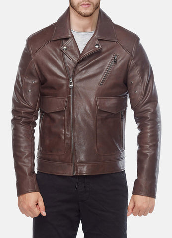 Mens Choco Brown Motorcycle Leather Jacket | Big Discounts