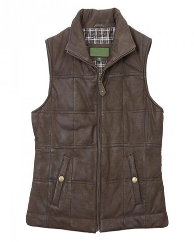 Womens Brown Stylish Leather Gilet | Elite Jacket