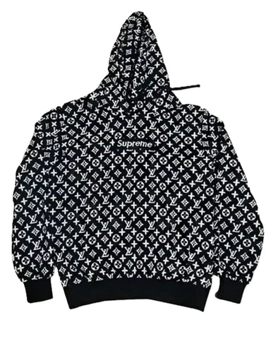 Louis Vuitton Supreme Black Hoodie Front