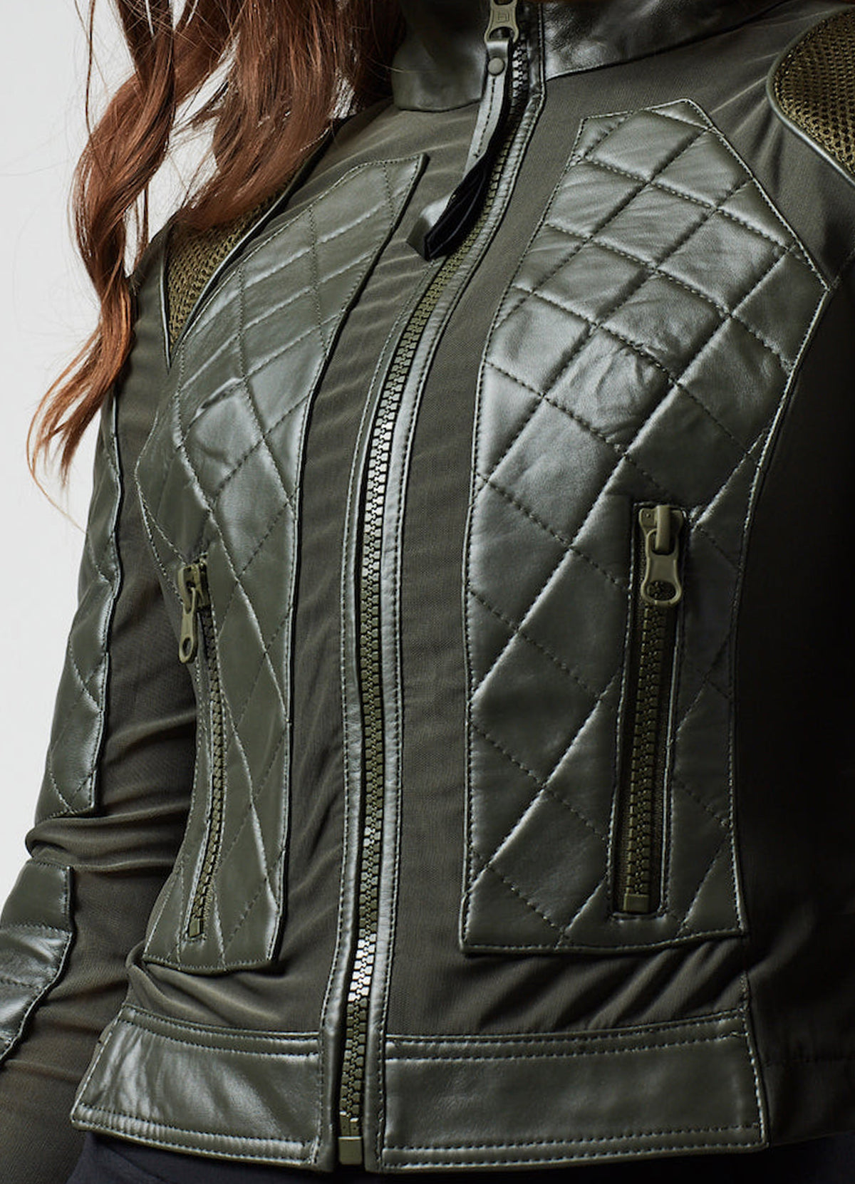 Womens Olive Green Biker Leather Jacket | Elite Jacket