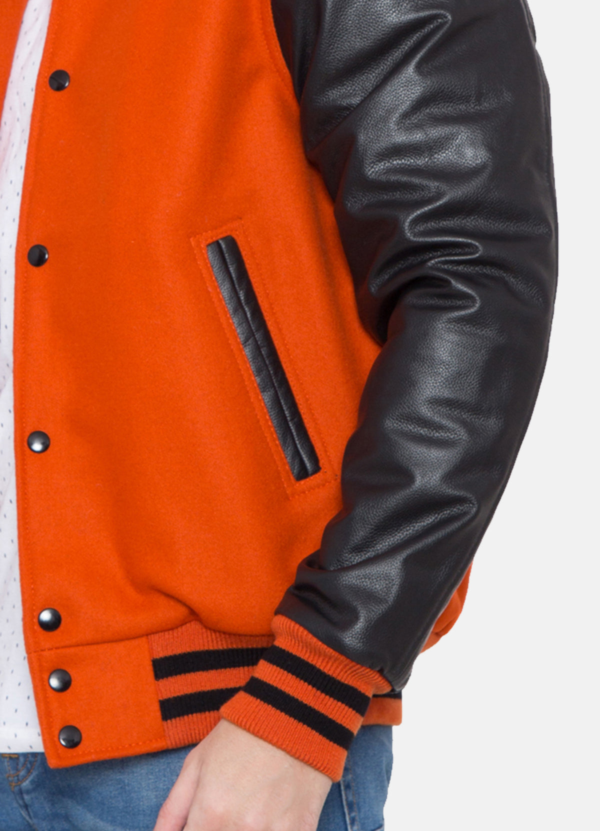 Mens Orange and Black Varsity Jacket | Elite Premium Outfits