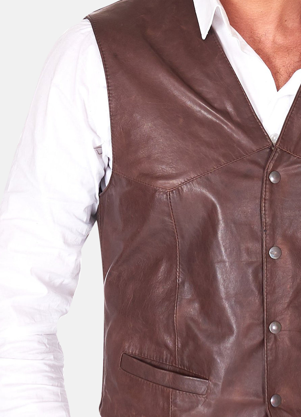 Mens Brown Real Leather Vest | Elite Jacket