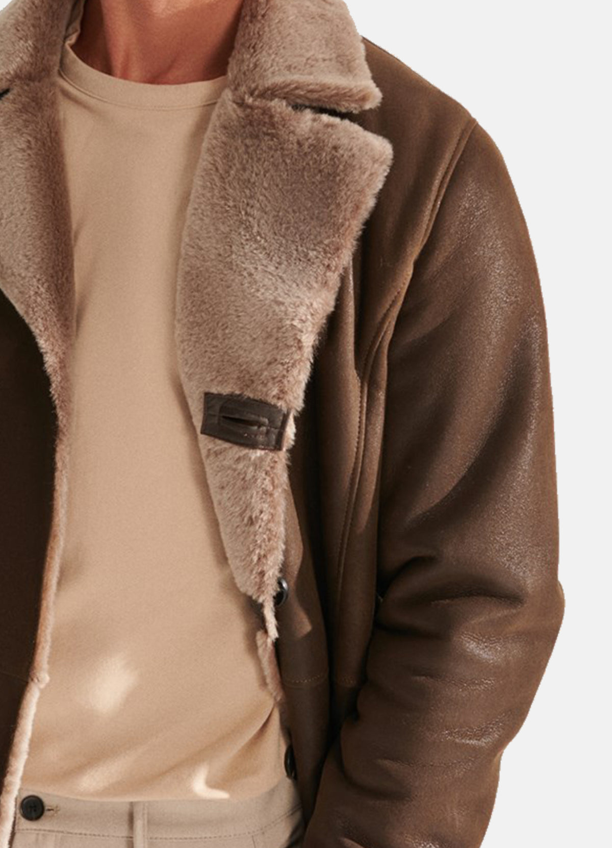 Mens Modern Brown Shearling Leather Coat For Mens | Elite Jacket
