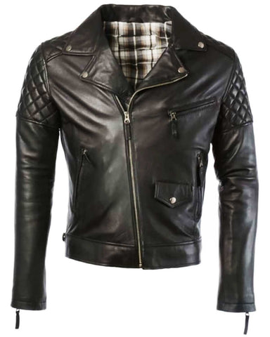 Mens Diamond Black Vintage Motorcycle Leather Biker Jacket