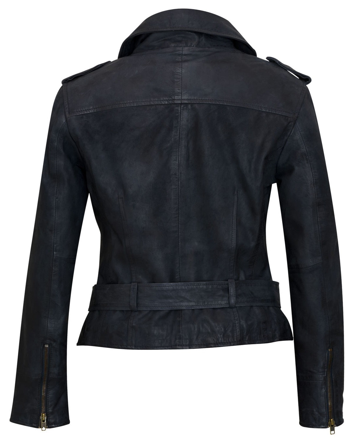 Womens Navy Blue Leather Biker Jacket | Elite Jacket