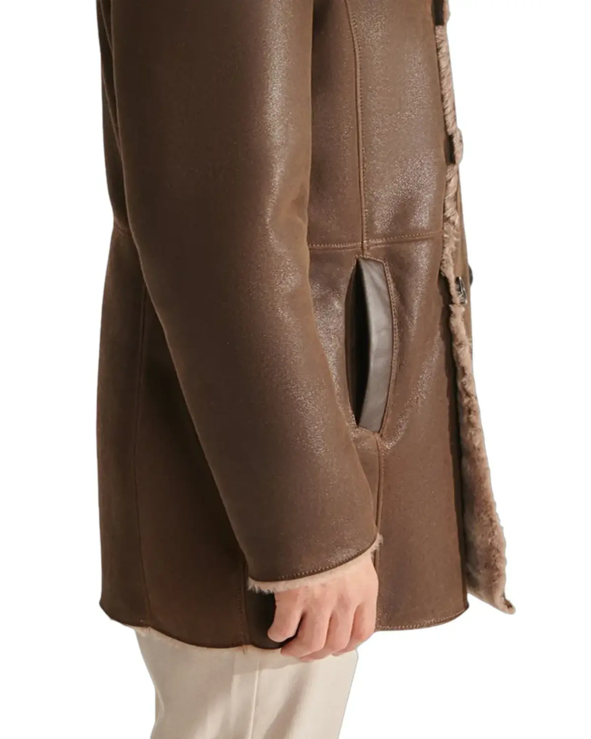 Mens Modern Brown Shearling Leather Coat For Mens | Elite Jacket