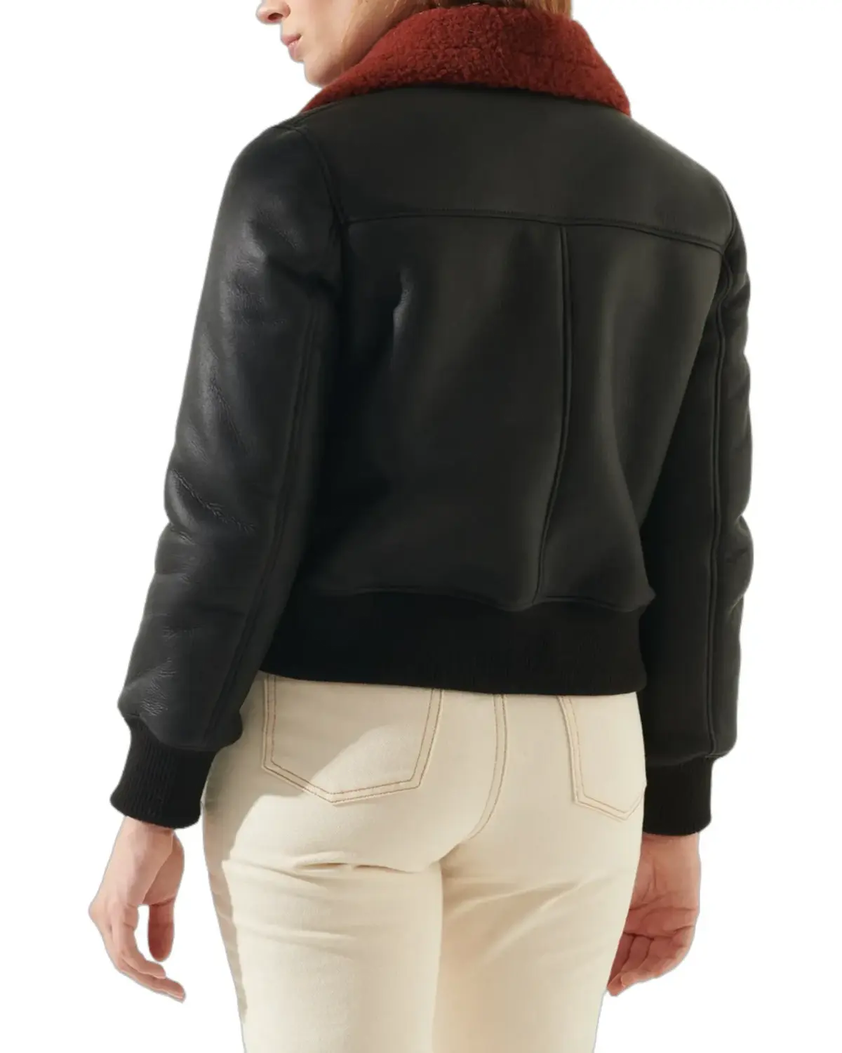 Black Womens Shearling Leather Jacket 