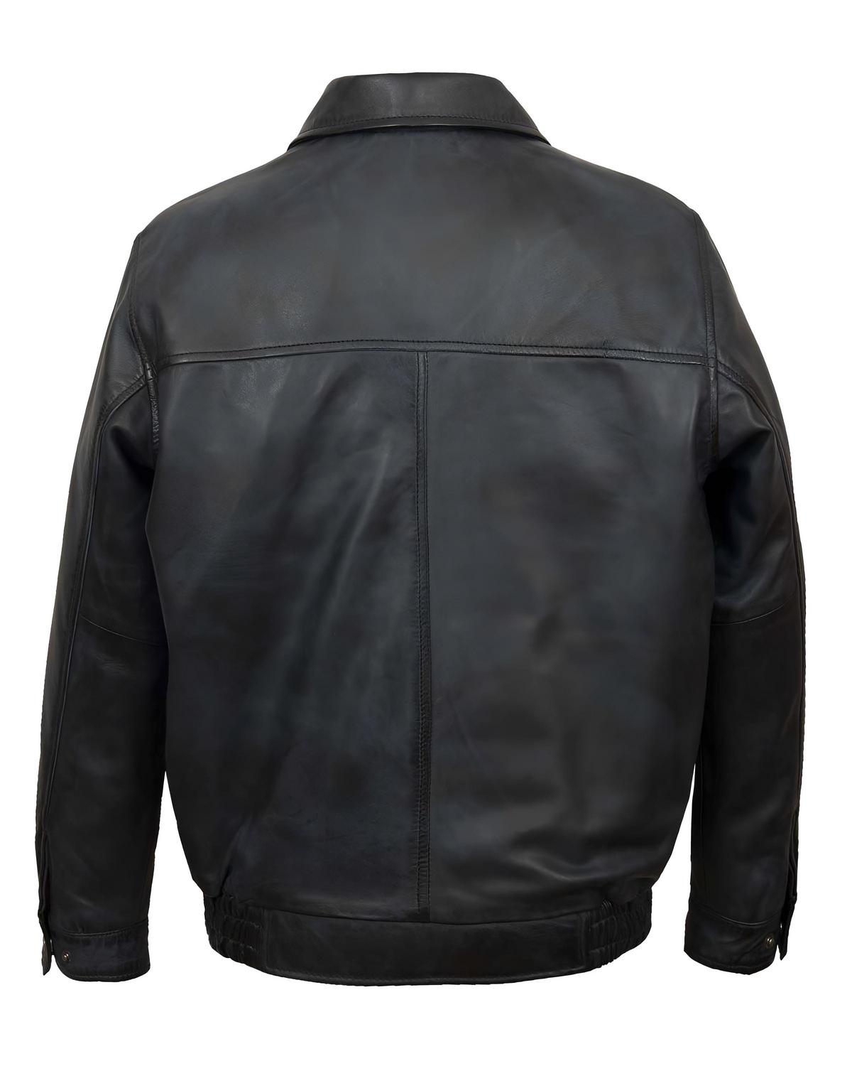 Mens Blue Leather Blouson Jacket | Elite jacket