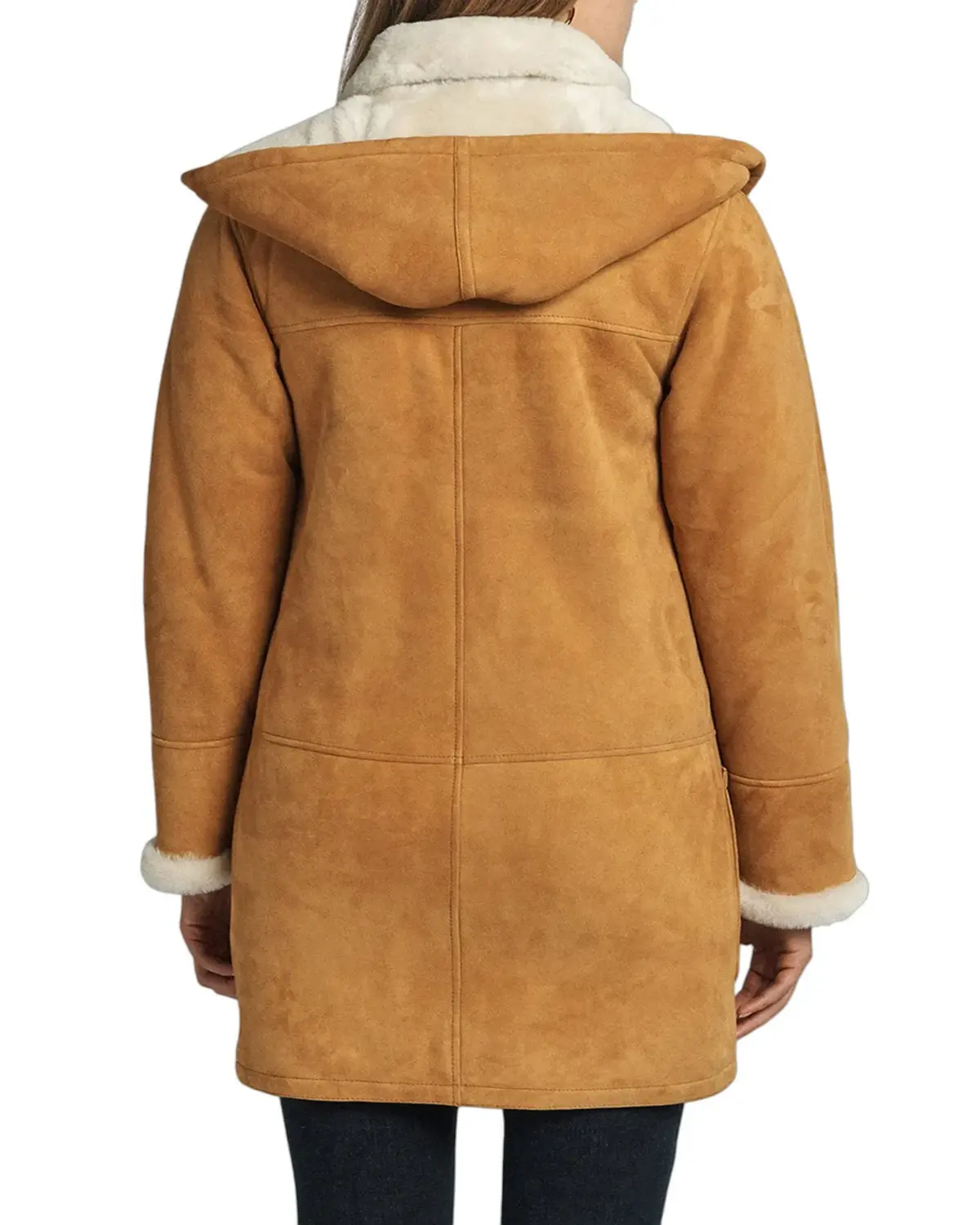 Womens Tan Shearling Leather Coat