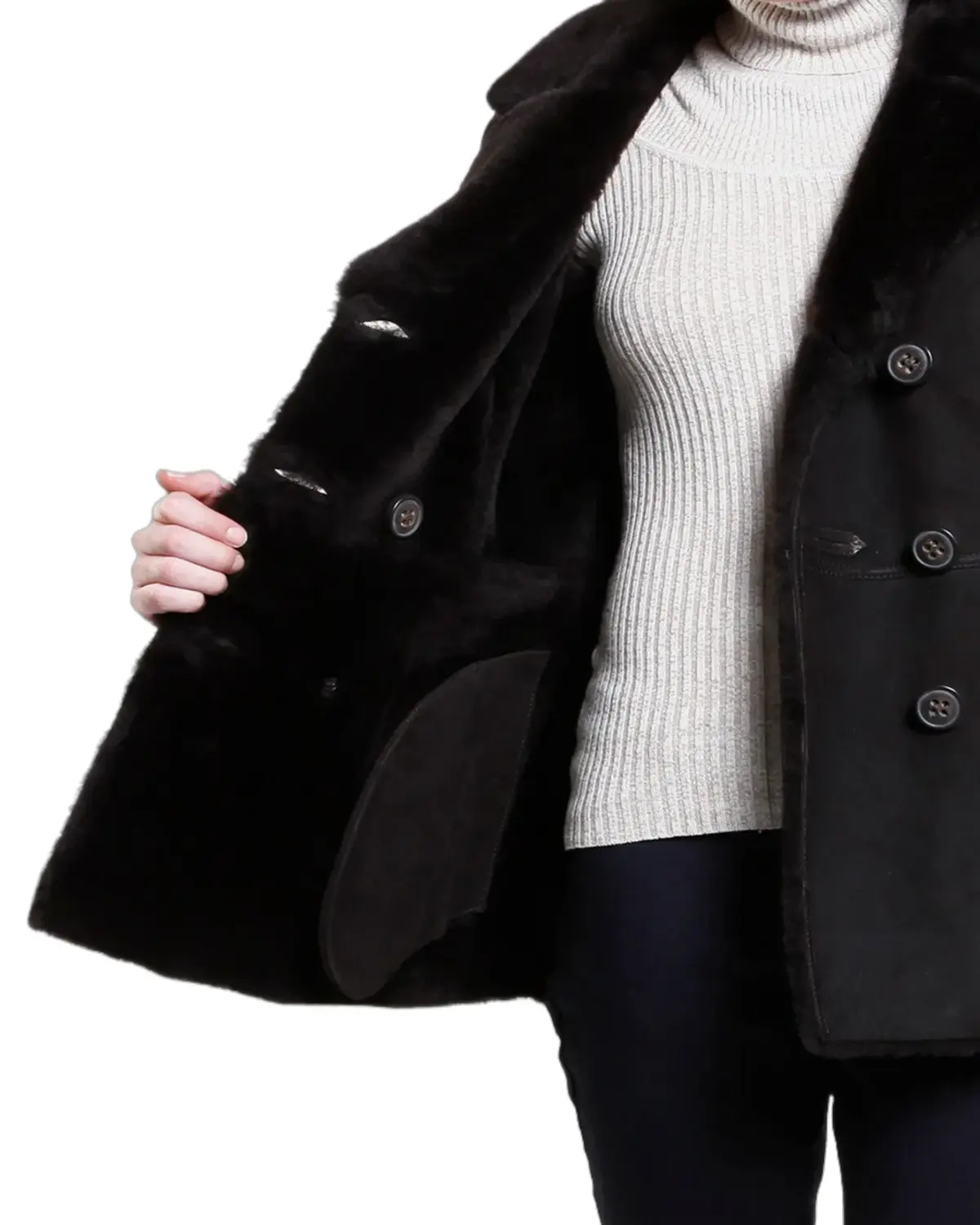 Womens Iconic Black Shearling Leather Jacket | Elite Jacket