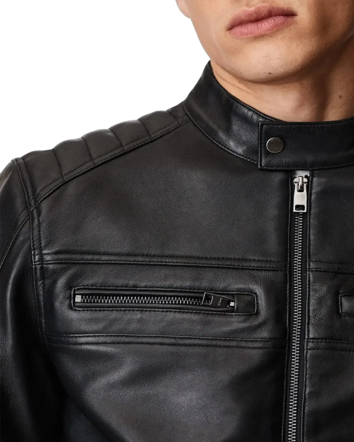 Mens Onyx Black Biker Leather Jacket | Elite Jacket