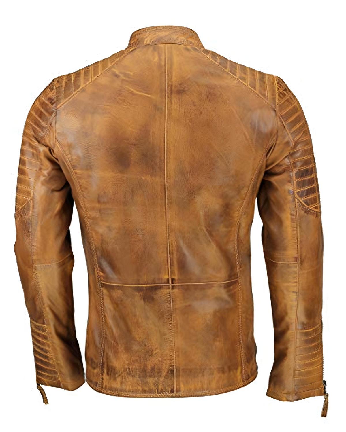 Brown Tandy Slim Fit Biker Vintage Xposed Jacket For Mens