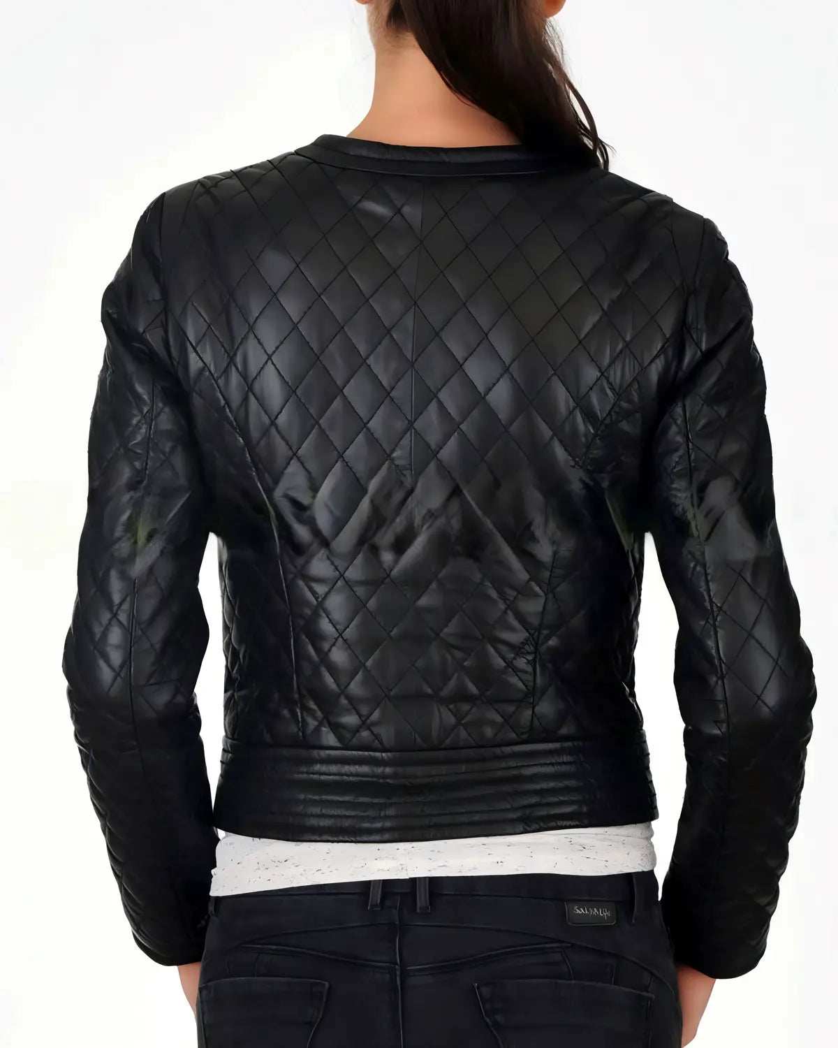 Women Slim Fit Black Quilted Biker Jacket | Elite Jacket