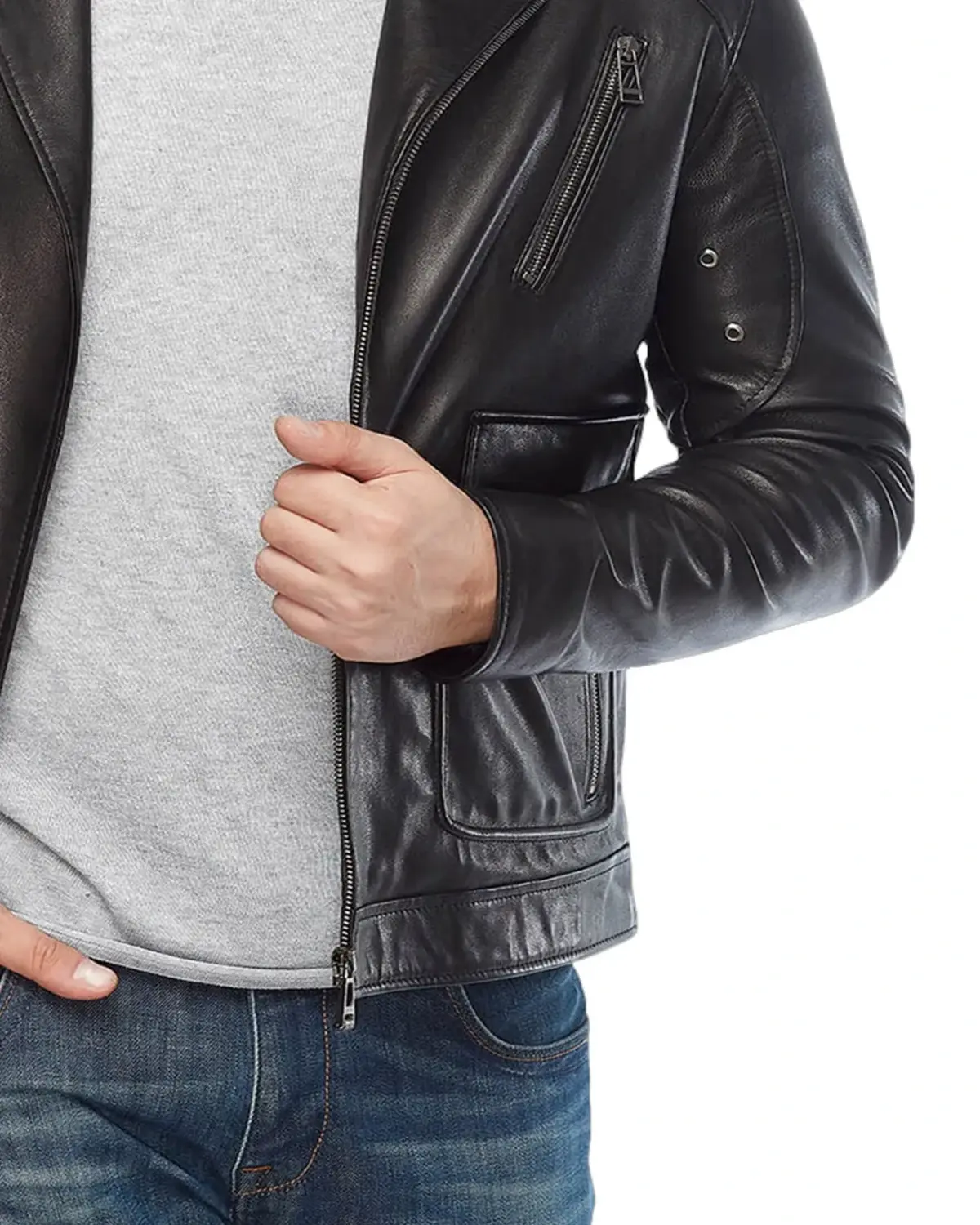 Mens Midnight Black Biker Leather Jacket | Elite Jacket