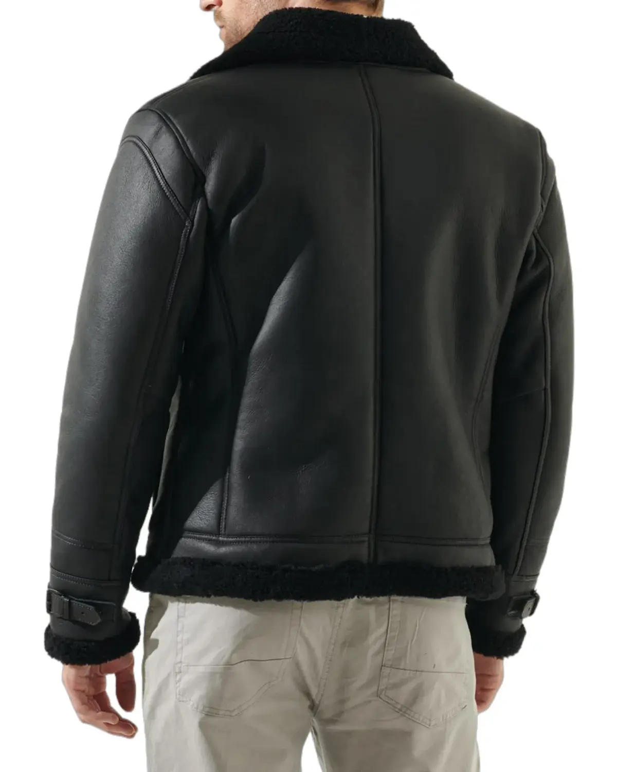 Mens Casual Black Fur Real Leather Jacket | Elite Jacket