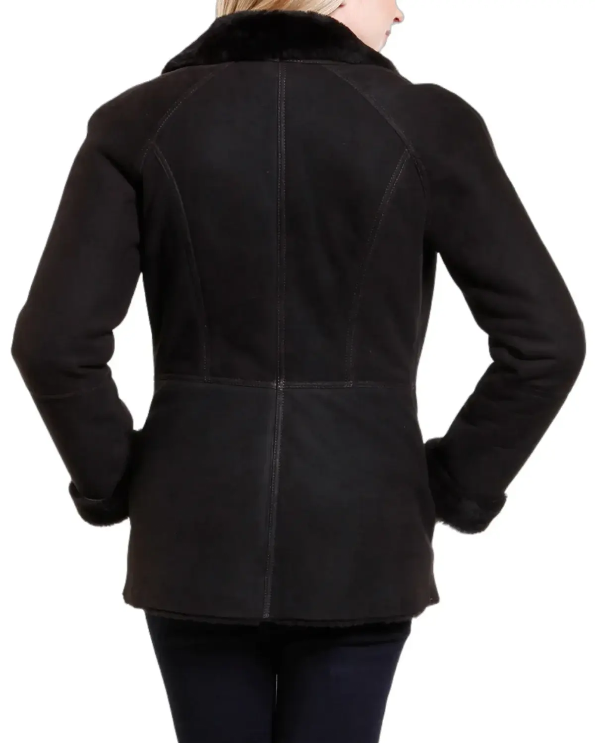 Womens Iconic Black Shearling Leather Jacket | Elite Jacket