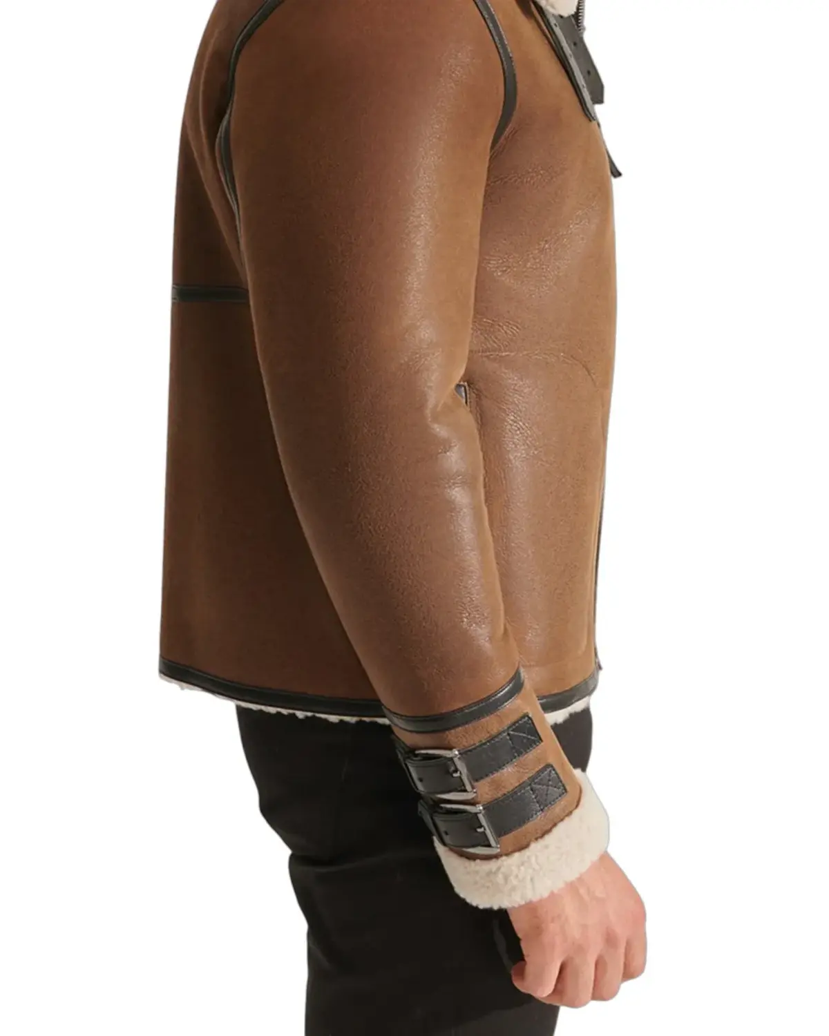 Mens Caramel Brown Shearling Leather Jacket | Elite Jacket