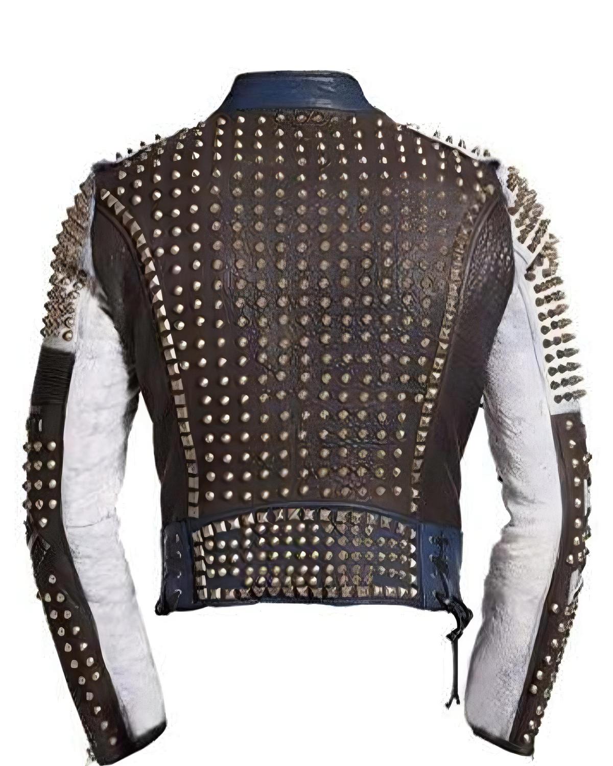 Funky Rider Studded Punk Retro Motorcycle Leather Jacket