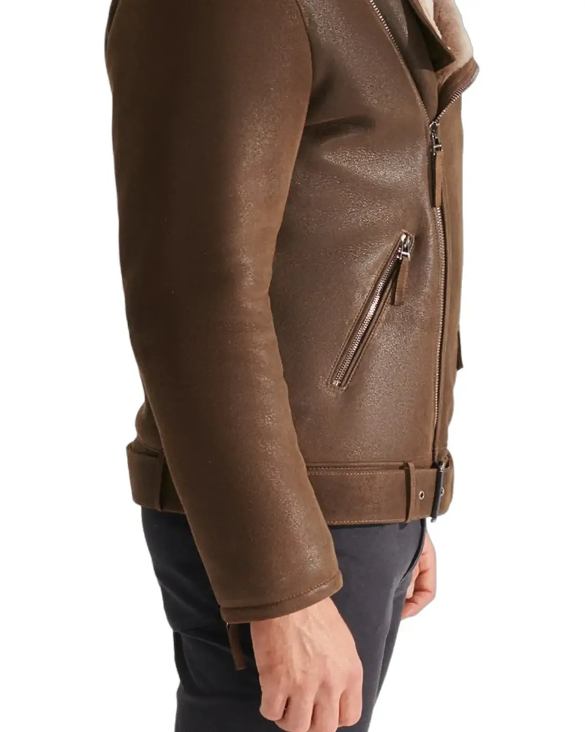 Mens Dark Brown Vintage Shearling Jacket | Elite Jacket