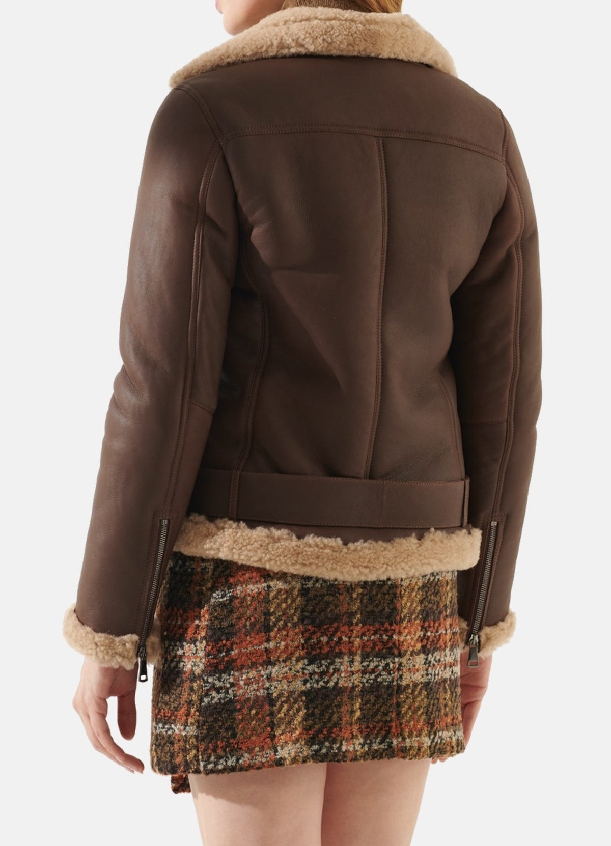Womens Chocolate Brown Shearling Leather Jacket | Elite Jacket