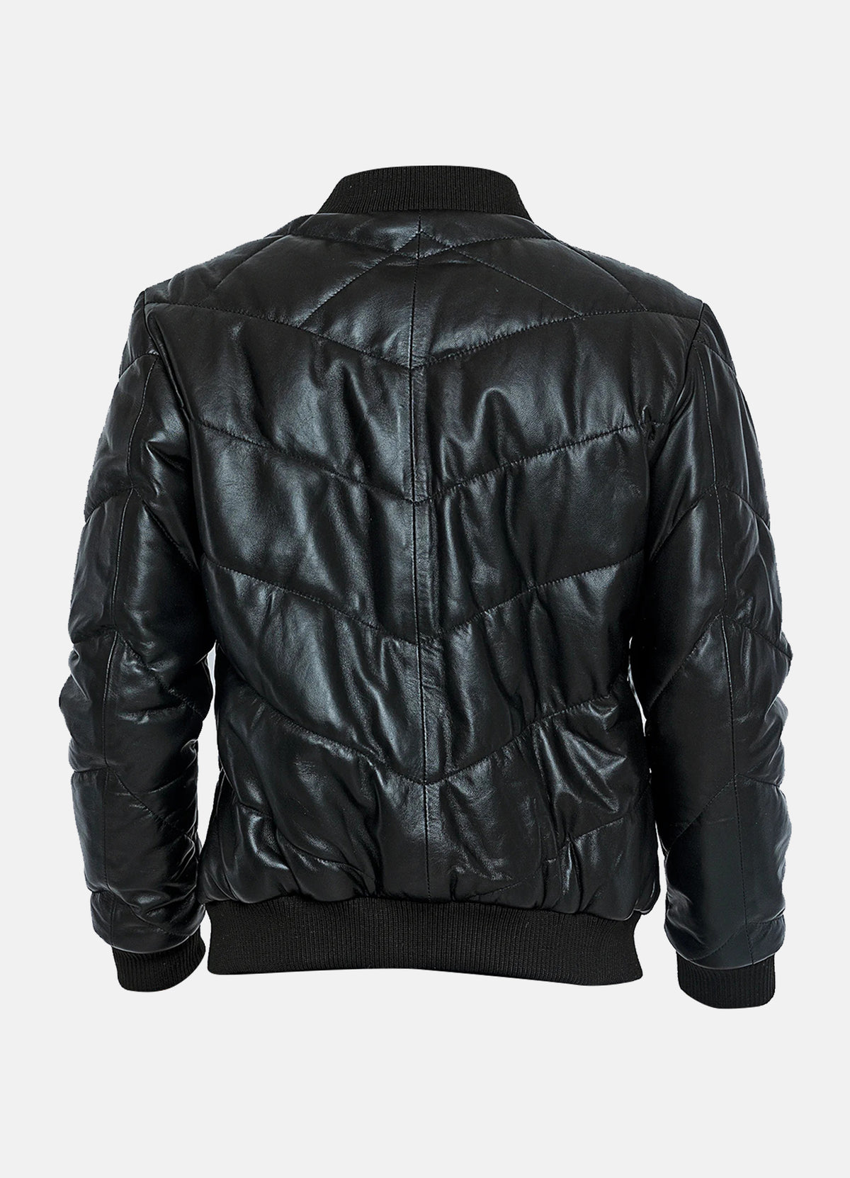 Mens Diamond Stitched Style Leather Bomber Jacket