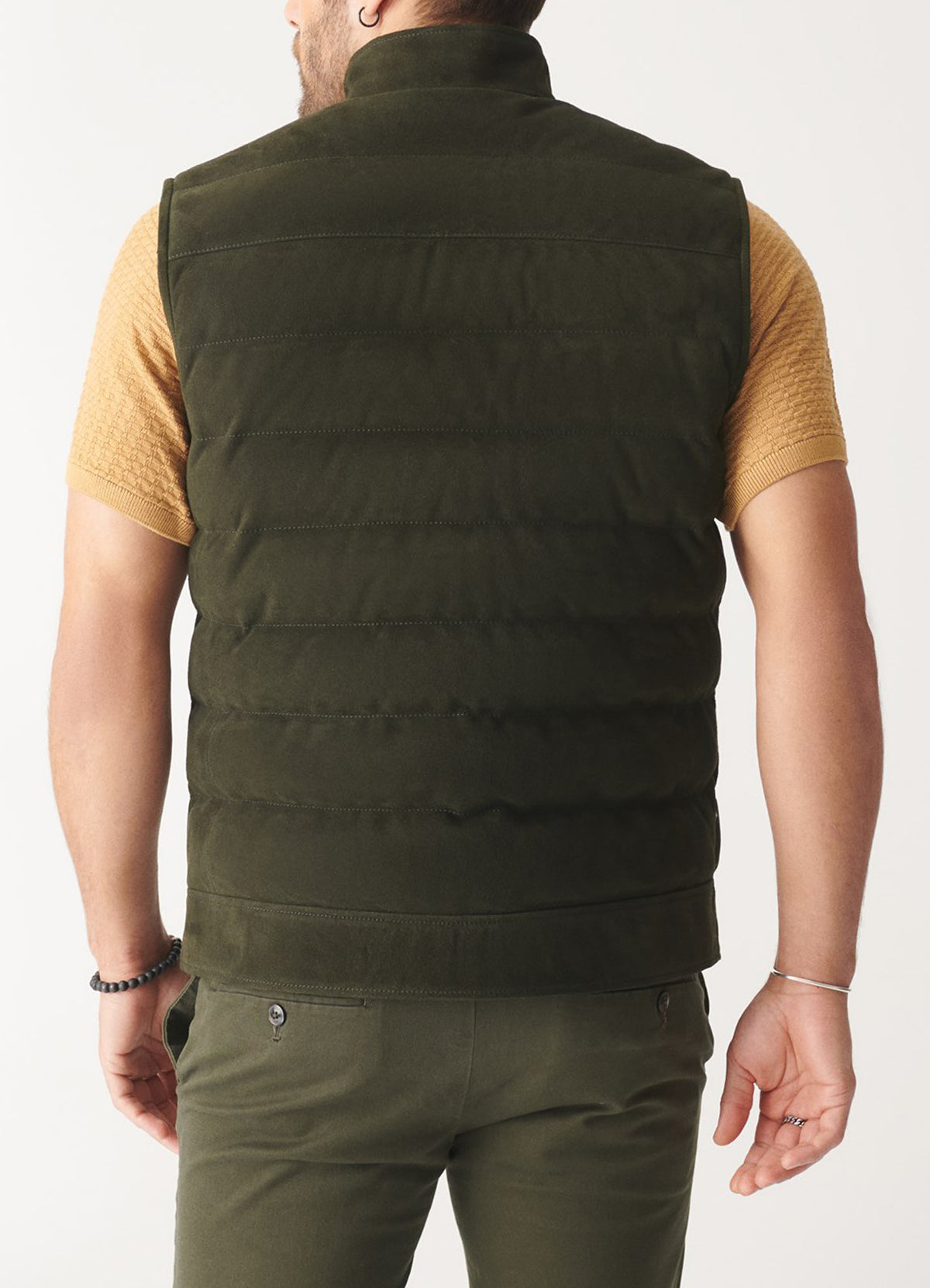 Mens Seaweed Green Suede Leather Vest