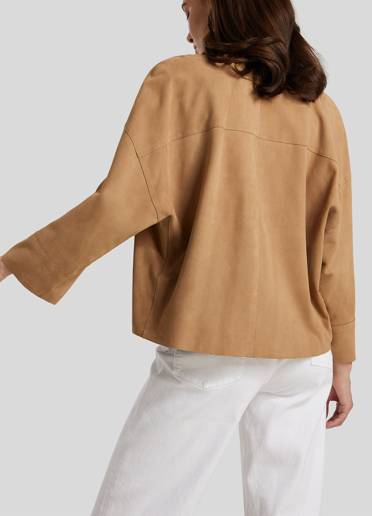 Womens Casual TAN Suede Leather Jacket