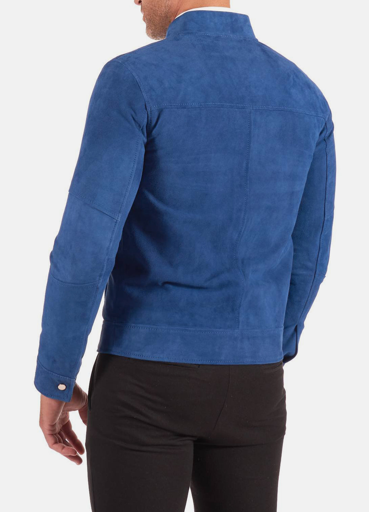 Mens Classic Blue Suede Leather Jacket