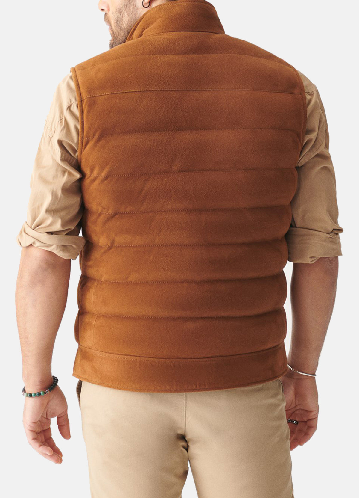 Mens Casual Tan Suede Leather Vest