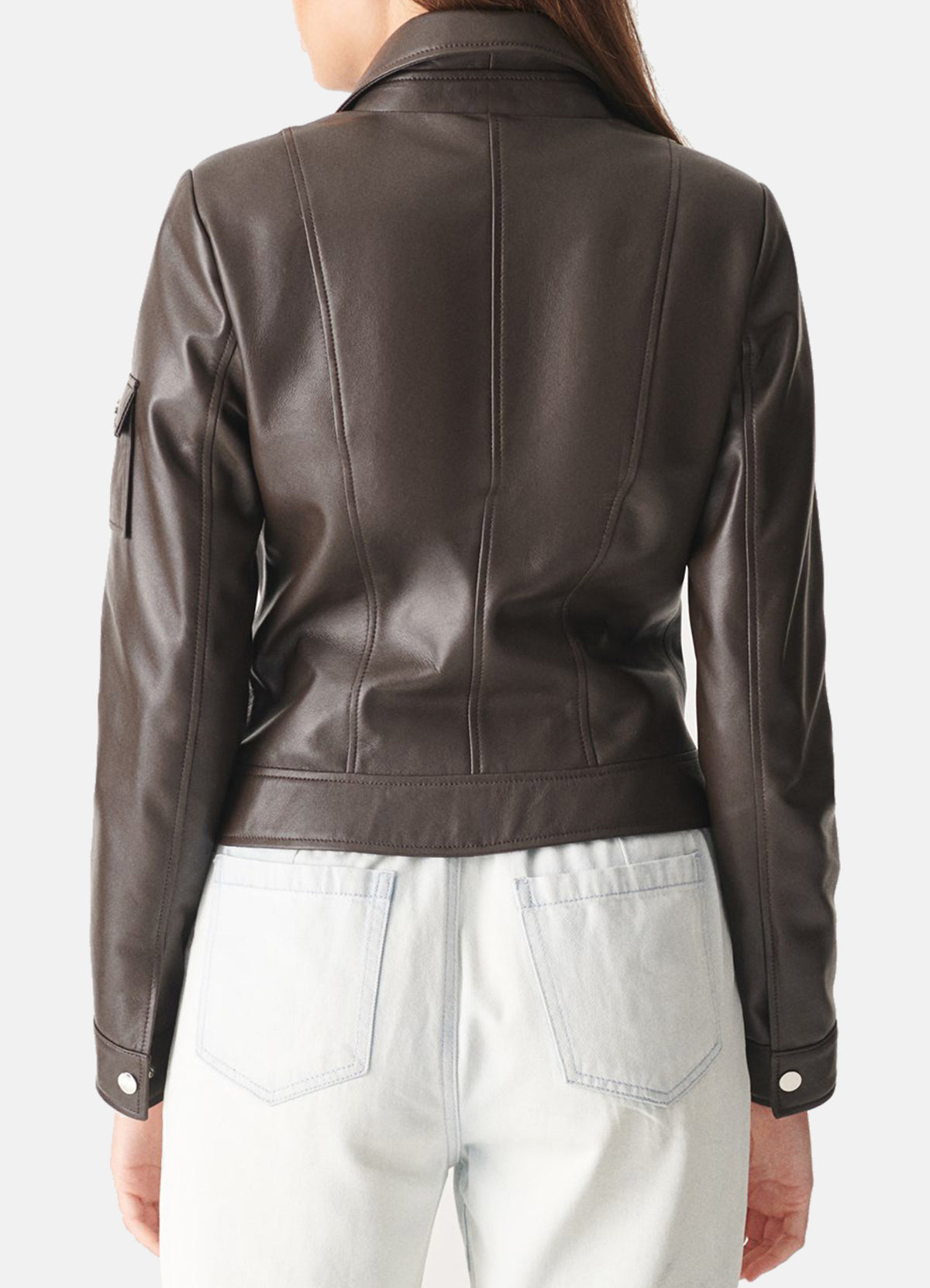 Womens Dark Brown Sports Biker Leather Jacket | Elite Jacket